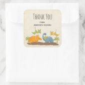 キュートな恐竜の先史時代の野生動物ビズありがとう スクエアシール (バッグ)