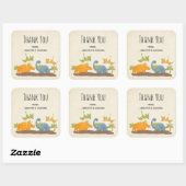 キュートな恐竜の先史時代の野生動物ビズありがとう スクエアシール (シート)