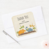 キュートな恐竜の先史時代の野生動物ビズありがとう スクエアシール (封筒)