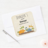 キュートな恐竜の先史時代の野生生物石鹸 スクエアシール (封筒)