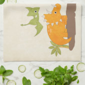 キュートな恐竜の先史時代の野生生物 キッチンタオル (折り畳み)