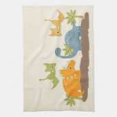 キュートな恐竜の先史時代の野生生物 キッチンタオル (縦)