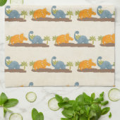 キュートな恐竜の先史時代の野生生物 キッチンタオル (折り畳み)