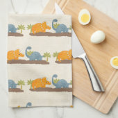 キュートな恐竜の先史時代の野生生物 キッチンタオル (四つ折り)
