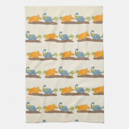 キュートな恐竜の先史時代の野生生物 キッチンタオル