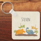 キュートな恐竜の先史時代の野生生物 キーホルダー (正面)