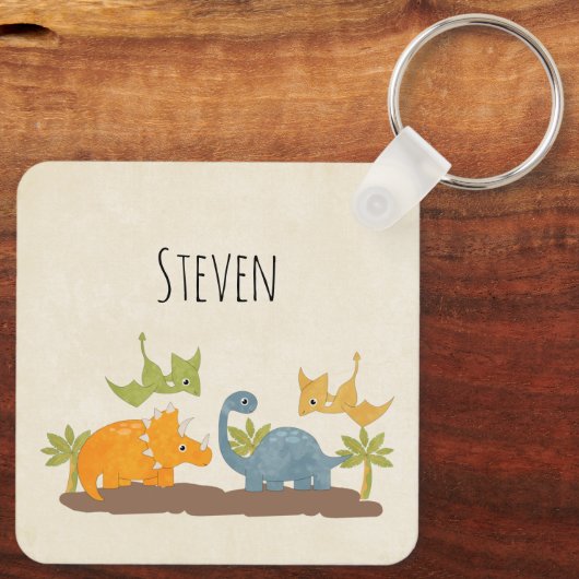 キュートな恐竜の先史時代の野生生物 キーホルダー (裏面)