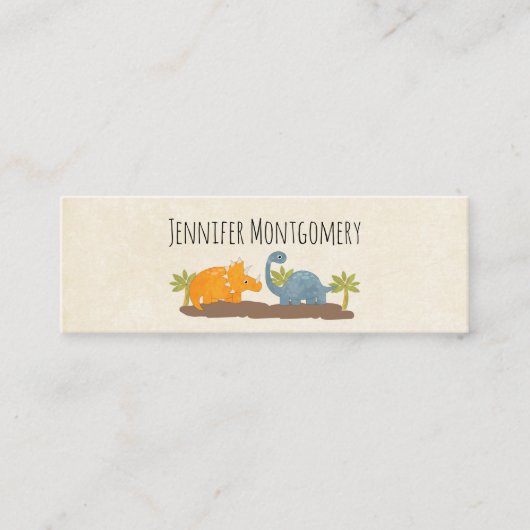 キュートな恐竜の先史時代の野生生物 スキニー名刺 (正面)