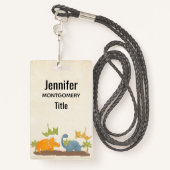 キュートな恐竜の先史時代の野生生物 バッジ (裏面ランヤード)