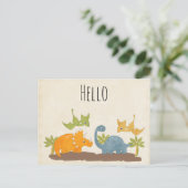 キュートな恐竜の先史時代の野生生物 ポストカード (スタンド正面)