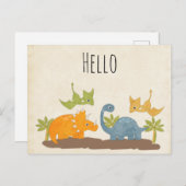 キュートな恐竜の先史時代の野生生物 ポストカード (正面/裏面)