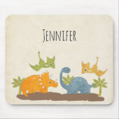 キュートな恐竜の先史時代の野生生物 マウスパッド (正面)