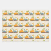 キュートな恐竜の先史時代の野生生物 ラッピングペーパーシート (正面3)