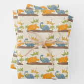 キュートな恐竜の先史時代の野生生物 ラッピングペーパーシート (インサイチュ)