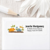 キュートな恐竜の先史時代の野生生物 ラベル (インサイチュ)