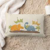 キュートな恐竜の先史時代の野生生物 ランバークッション (ブランケット)