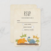 キュートな恐竜の先史時代の野生生物 出欠カード (正面/裏面)