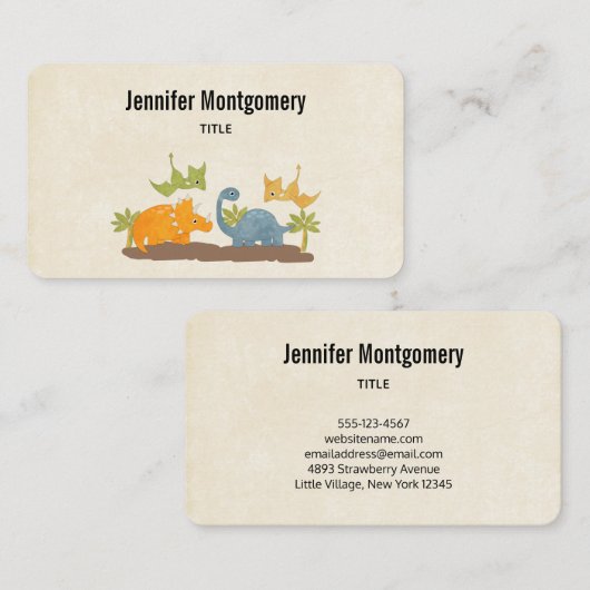 キュートな恐竜の先史時代の野生生物 名刺 (正面/裏面)