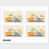 キュートな恐竜の先史時代の野生生物 長方形シール (シート)