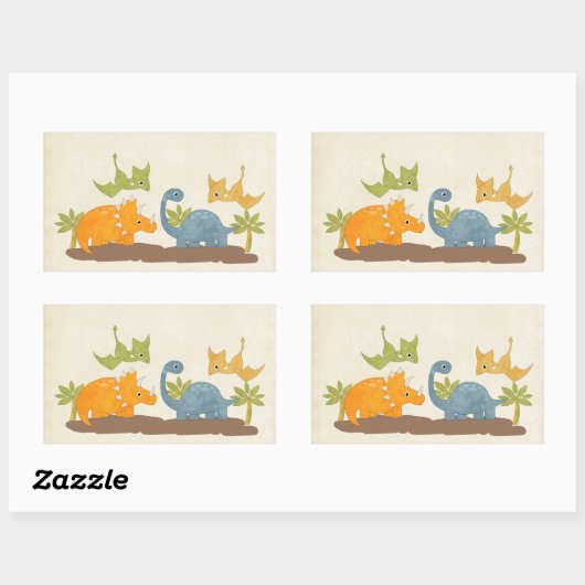 キュートな恐竜の先史時代の野生生物 長方形シール (シート)