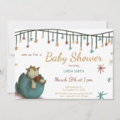 キュートな恐竜の卵グリーンニュートラルベビーシャワー 招待状 (正面)