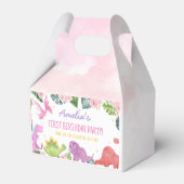キュートな恐竜の女の子の誕生日お願いボックス フェイバーボックス (裏面サイド)