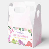 キュートな恐竜の女の子の誕生日お願いボックス フェイバーボックス (オープン)