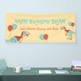 キュートな恐竜の子供の誕生日旗 横断幕