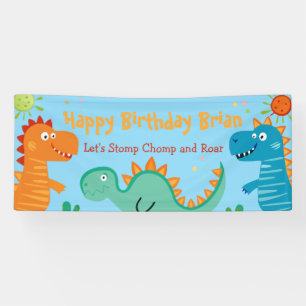 キュートな恐竜の子供の誕生日旗 横断幕