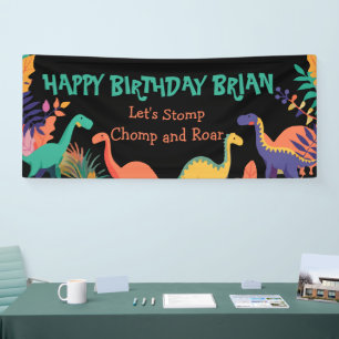 キュートな恐竜の子供の誕生日旗 横断幕