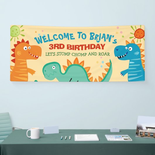 キュートな恐竜の子供の誕生日旗 横断幕 (トレードショー)