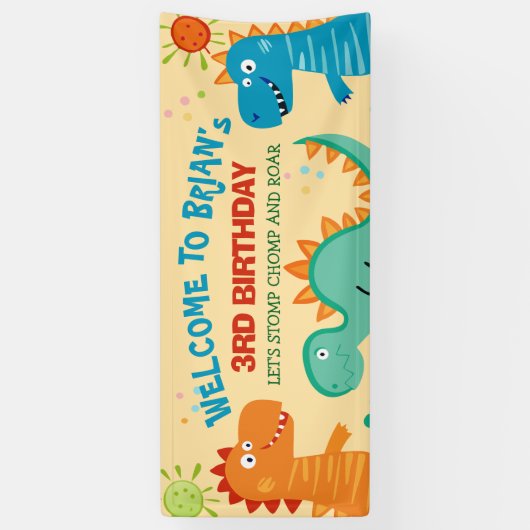 キュートな恐竜の子供の誕生日旗 横断幕 (縦)