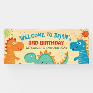 キュートな恐竜の子供の誕生日旗 横断幕
