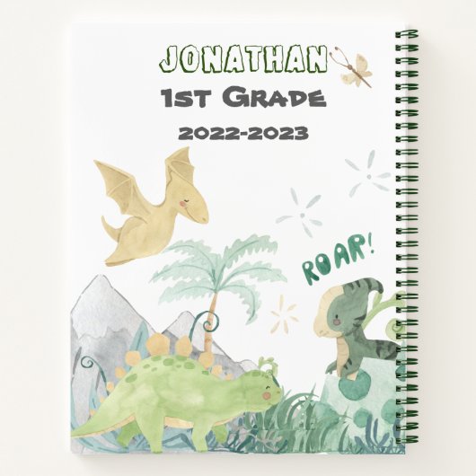 キュートな恐竜の学校ワイド書ルルドスケッチ ノートブック (裏面)