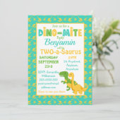 キュートな恐竜の少年たちの誕生日パーティー 招待状 (スタンド正面)