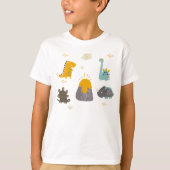 キュートな恐竜の少年の最初の誕生日パーティーベビー Tシャツ (正面)