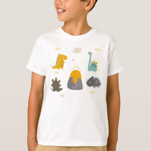 キュートな恐竜の少年の最初の誕生日パーティーベビー Tシャツ