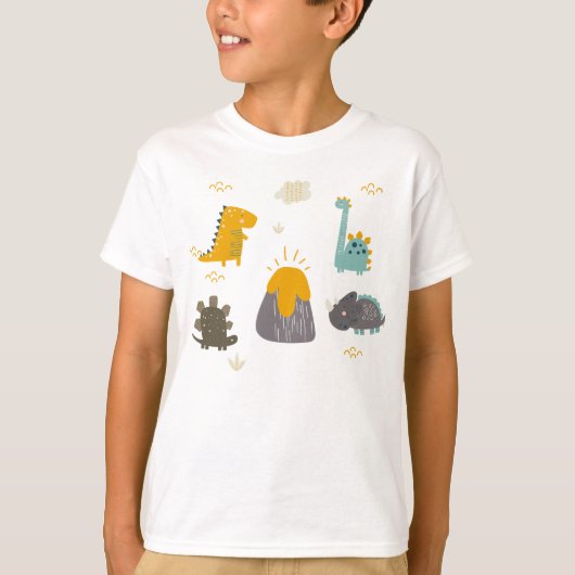 キュートな恐竜の少年の最初の誕生日パーティーベビー Tシャツ (正面)