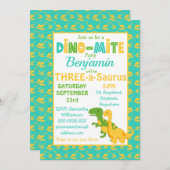 キュートな恐竜の少年の誕生日パーティーの招待状 招待状 (正面/裏面)