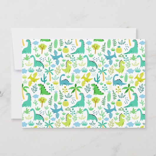 キュートな恐竜の少年の誕生日パーティー 招待状 (裏面)