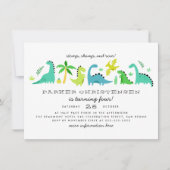 キュートな恐竜の少年の誕生日パーティー 招待状 (正面)