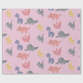 キュートな恐竜の手描き誕生日パーティー ラッピングペーパー (フラット)