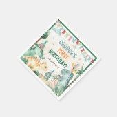 キュートな恐竜の最初の誕生日パーティー スタンダードカクテルナプキン (角)