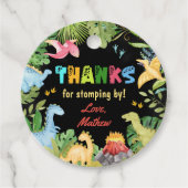 キュートな恐竜の最初の誕生日パーティー フェイバータグ (正面)