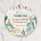 キュートな恐竜の最初の誕生日パーティー フェイバータグ (裏面)