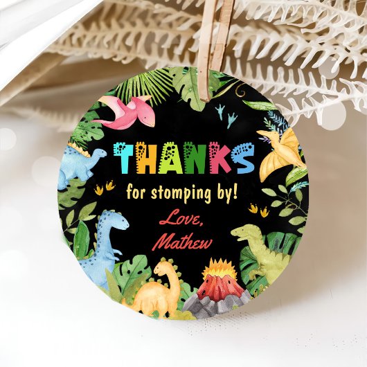 キュートな恐竜の最初の誕生日パーティー フェイバータグ