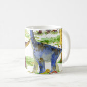 キュートな恐竜の水の色シームレスなアート コーヒーマグカップ (正面右)