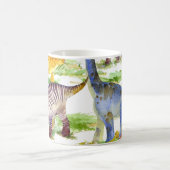 キュートな恐竜の水の色シームレスなアート コーヒーマグカップ (中央)