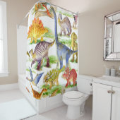 キュートな恐竜の水の色シームレスなアート シャワーカーテン (インサイチュ)