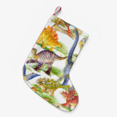 キュートな恐竜の水の色シームレスなアート スモールクリスマスストッキング (正面 (吊り時))